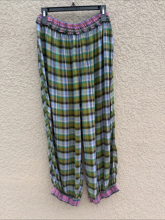 Intimately By Free People Pants - Wide Leg Plaid Lounge Pants - Green Plaid